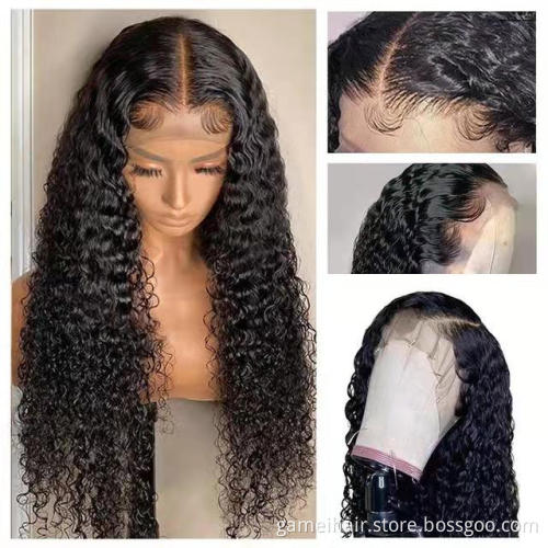 Wholesale Brazilian Deep Wave Lace Frontal Human Hair Wigs For Black Women Pre Plucked 13x4 13x6 HD Transparent Lace Frontal Wig